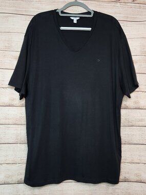 Calvin Klein Women's Size XXL Black Top Pullover Short Sleeve V-Neck Classic